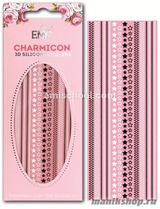 E.MI Charmicon 3D  Silicone Stickers «Звезды MIX №2» черные/ белые