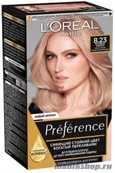 Стойкая краска для волос L'Oreal Paris Preference, тон 8.23 Розовое золото