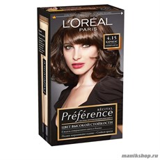 Стойкая краска для волос L'Oreal Paris Preference, тон 4.15 Каракас Темный каштан