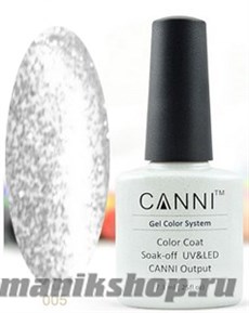 005 Canni Гель-лак Gel Color 7,3мл C черными и белыми мелкими блёстками