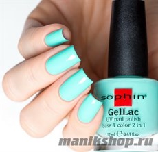 638 Sophin GelLac Гель-лак для ногтей без лампы 12мл  base&amp;color 2 в 1 (Яркий мятно-бирюзовый)