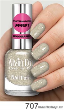 707/62104 Alvin D'or ADN-07 Лак для ногтей Голографик 707 серебр.-песчанный 15мл