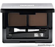 80212 Pupa 0056 003 НАБОР для бровей EYEBROW SET 003 DARK BROWN Пудра+воск+2 кисточки (Для шатенок) - фото 101378