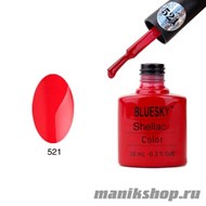 521 Bluesky Shellac Hollywood 10мл (ярко-красный с микроблестками, плотный) - фото 49910