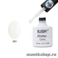 501 Bluesky Shellac Cream Puff 10мл (яркий белый, подходит для французского маникюра, плотный) - фото 49964