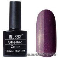 А03 Bluesky Shellac 10мл (Гель-лак баклажаново-фиолетовый, с золотой микрослюдой, плотный) - фото 49994