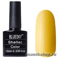 А10 Bluesky Shellac 10мл (Гель-лак светло-желтый, с мелкими золотыми блестками, плотный) - фото 49996